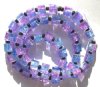 50 6x6mm Pink & Blue Crackle Cube Beads